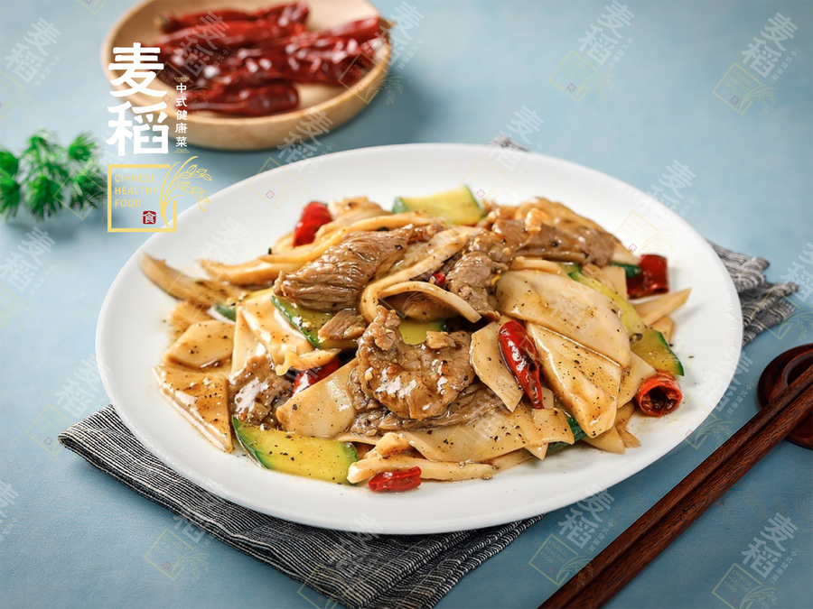 黑椒牛肉炒杏鲍菇